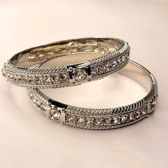 Silver Bangle with Crystals - Picture 9 of 15